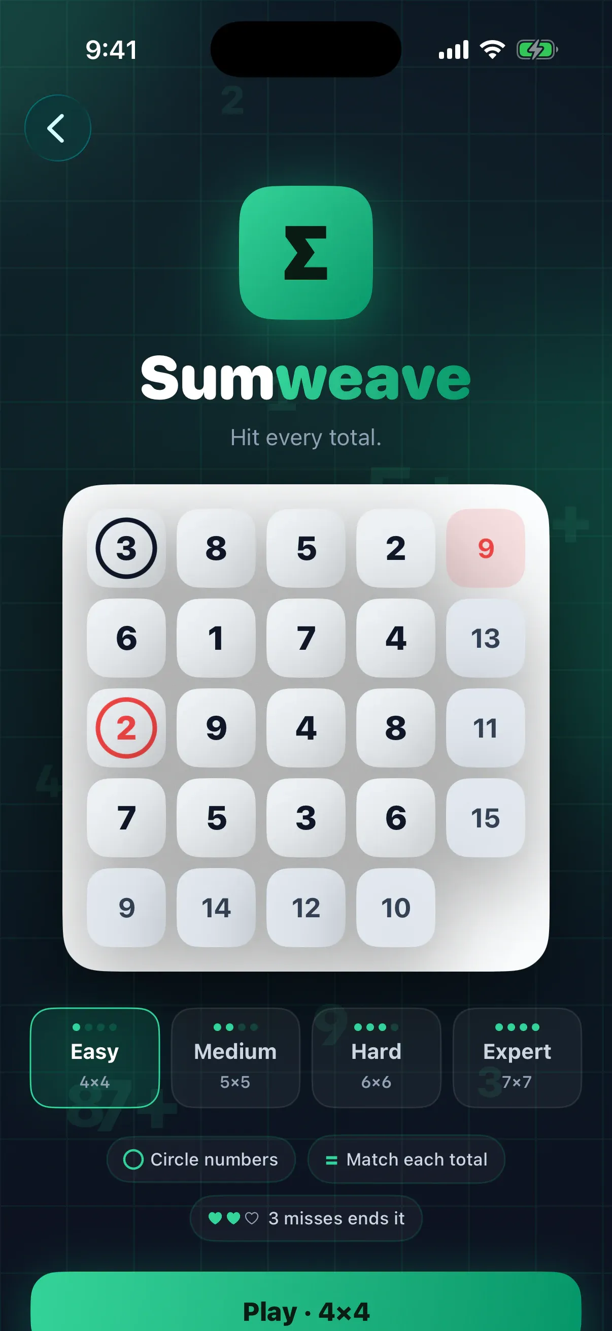 Sumweave home screen in the Cortex iOS app